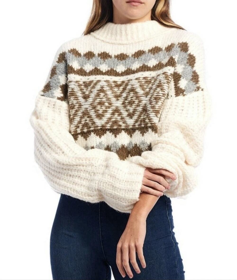 FREE PEOPLE Chunky Knit Oversized Wool Pullover Alpine Sweater Women’s Medium